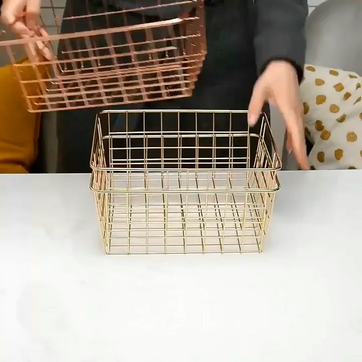 Specializing Production Gold Storage Baskets Home Storage Wire Basket