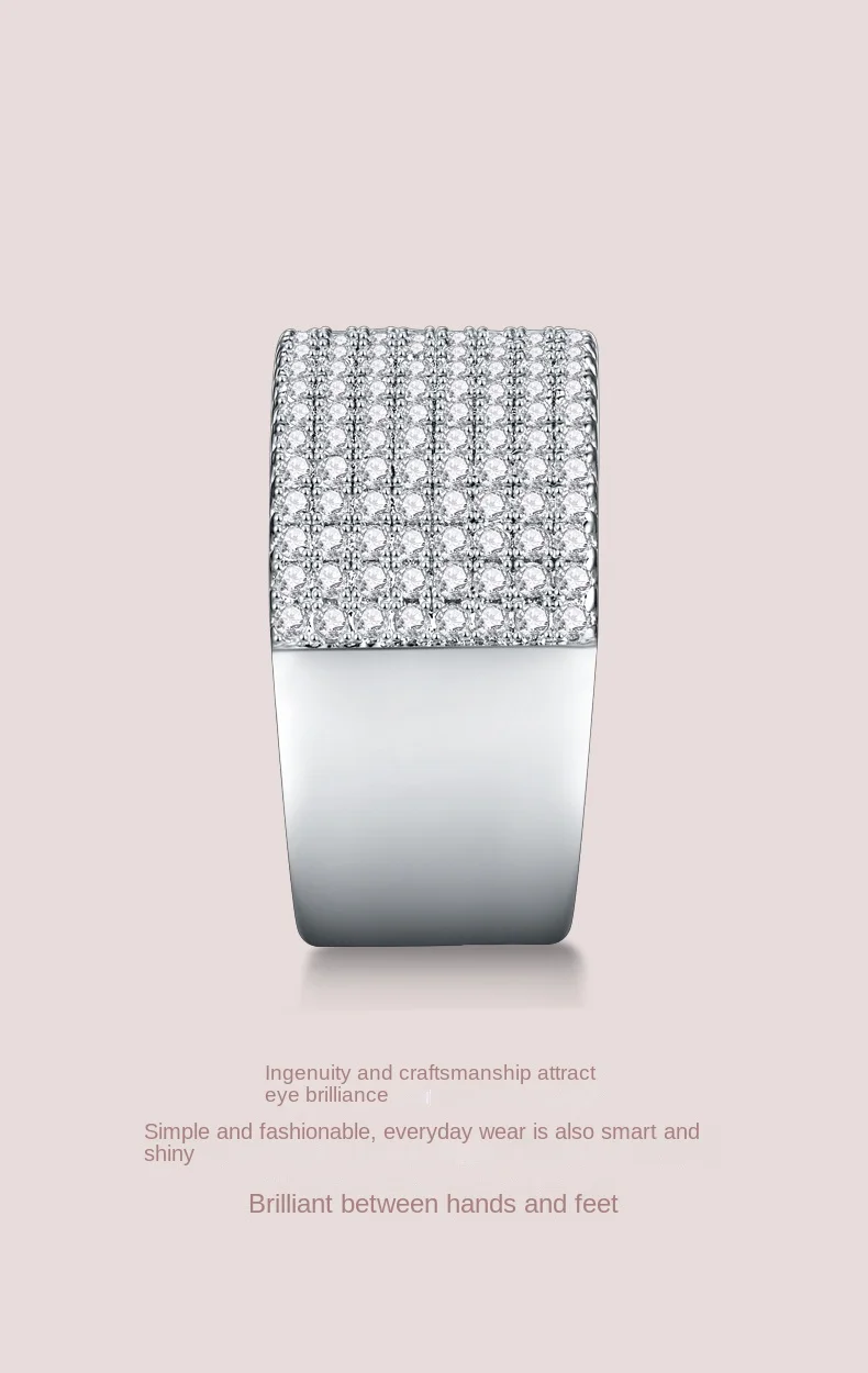 S925 Silver Moissanite Inlaid Closed Ring New Luxury Female Fashion Live Selling Wholesale
