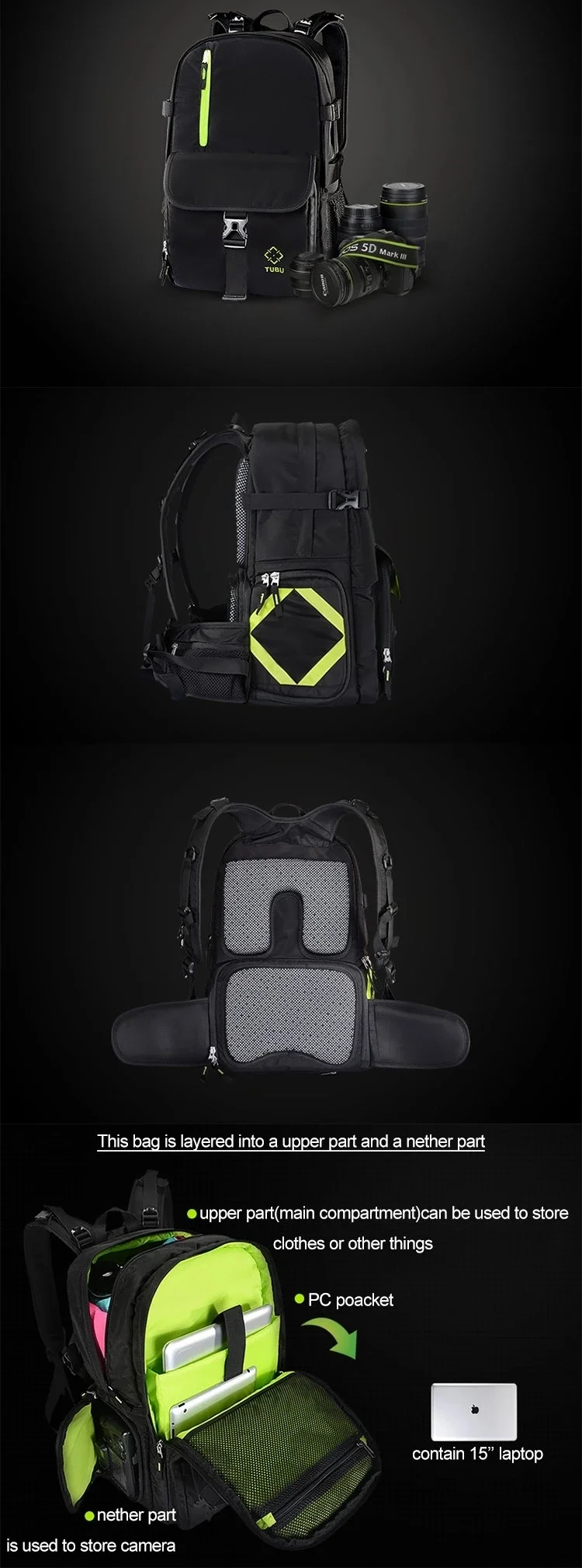 camera laptop backpack
