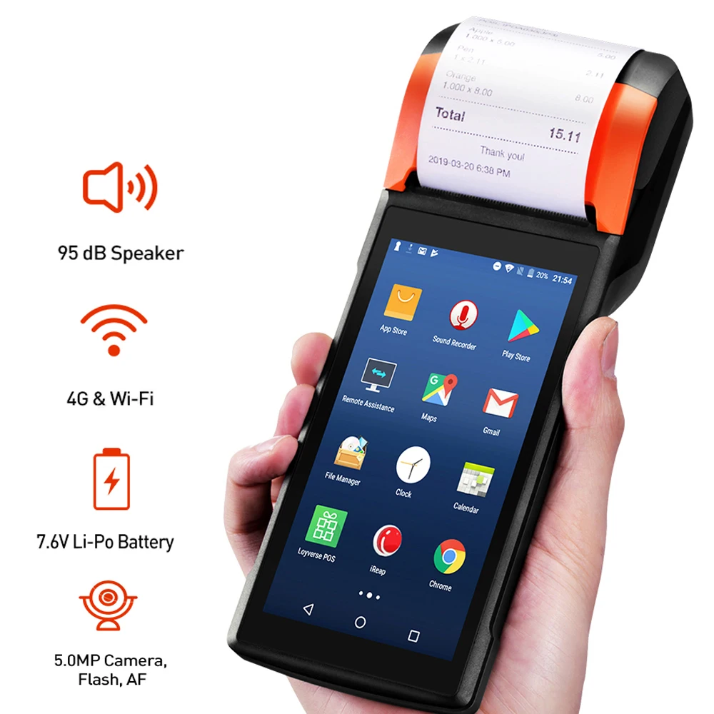 Pos Systems Android Pos Terminal With 4g Lte Wifi Blue-tooth 2d 1d ...