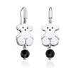 12mm Bear Jewelry Guangzhou Factory Wholesale real 925 Sterling Silver sweet dolls silver and onyx hoop earrings
