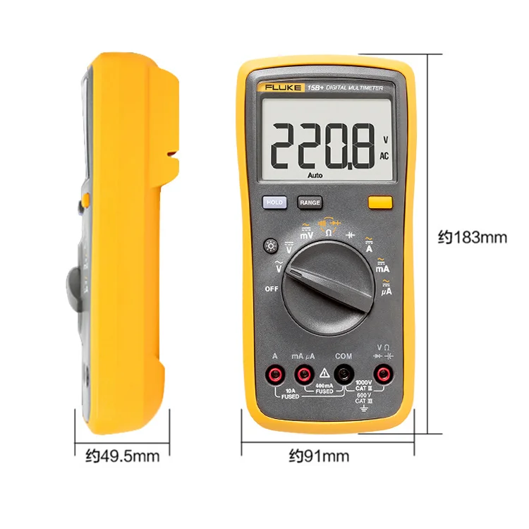 Fluke 15b+ Digital Multimeter Electric Tool 4000 Counts 1000v Ac/dc ...