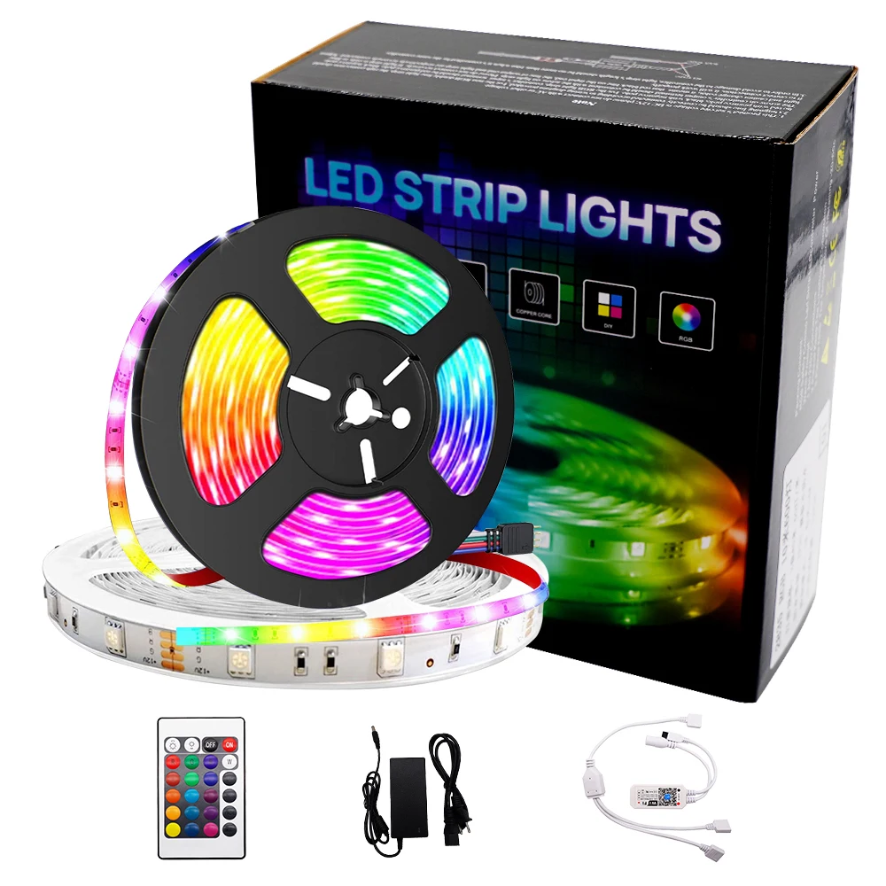 LED Light Strip Kit 12V SMD5050 WIFI& IR Controller 24 -key Remote IP65 waterproof 32.8ft 300LED led strip lights controller