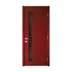 Hollow core MDF or plywood home bathroom door with glass inserts Cherry veneer door