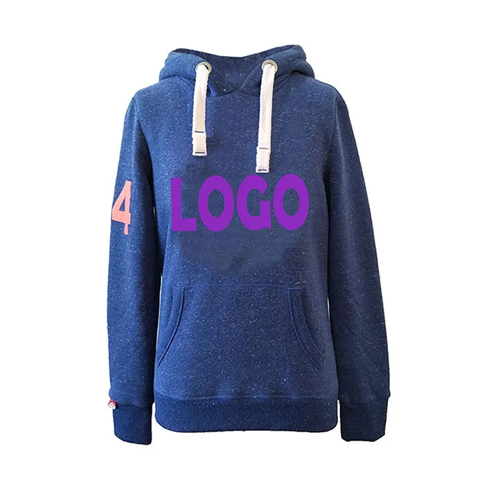 
OEM Anti-pilling Eco friendly Logo Printing Breathable Blue Ladies Snowheather Fleece Top Pullover Cropped Women Hoodies 