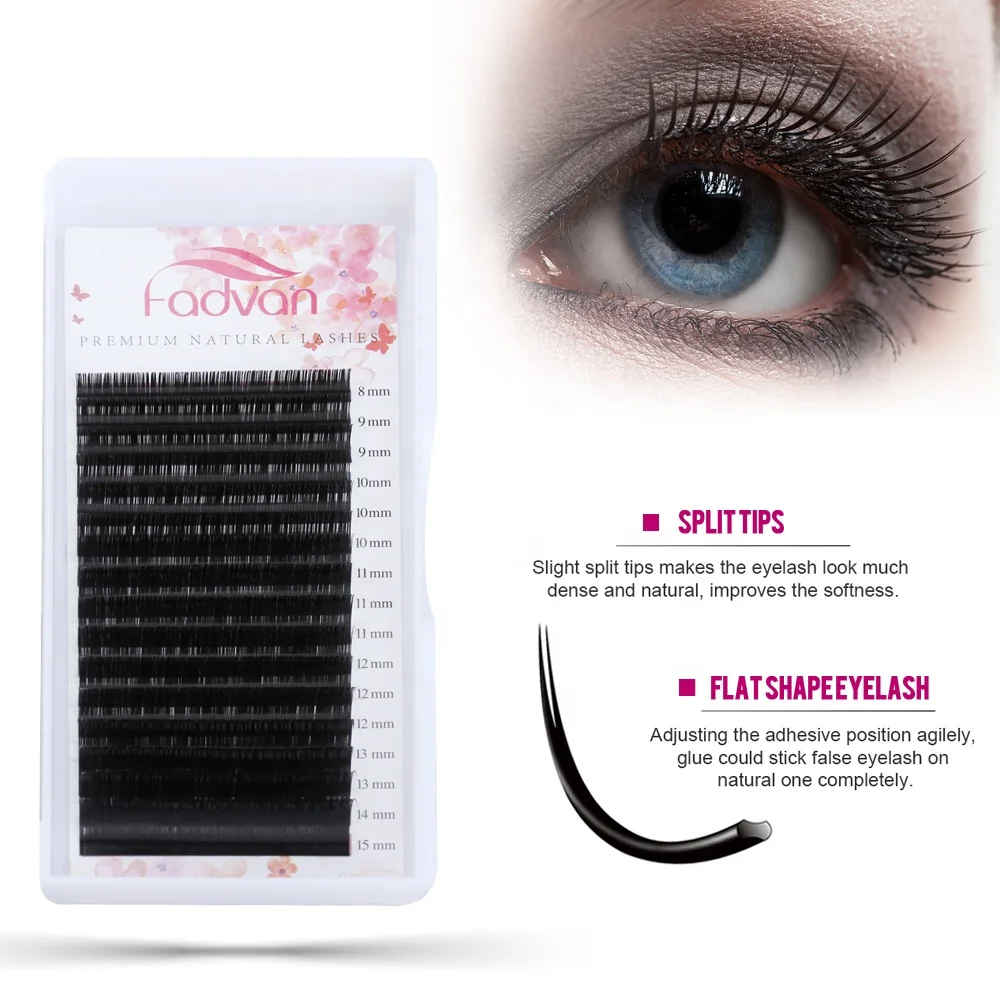 

FADVAN Ellipse Flat Lashes Soft Short Split-Tips Fake Eyelash Extension Individual Eyelashes Nature Flat Ellipse Eyelashes