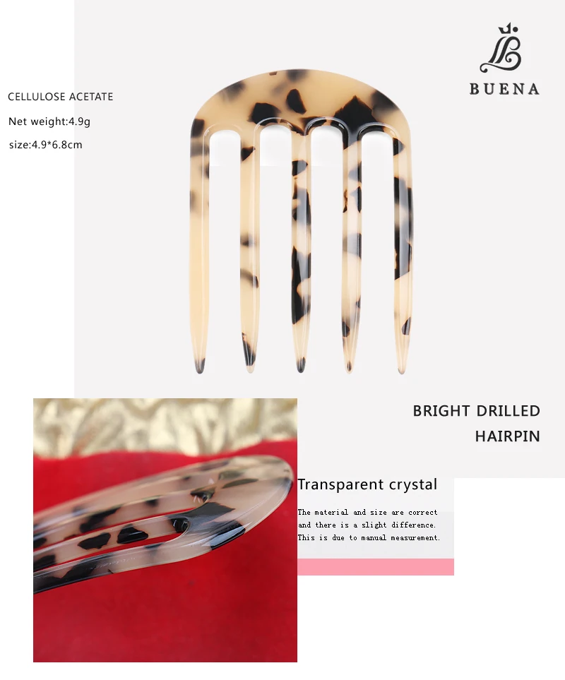 Women Combs Side Clips Cellulose Acetate Turtle Color 4 Teeth Hair ...