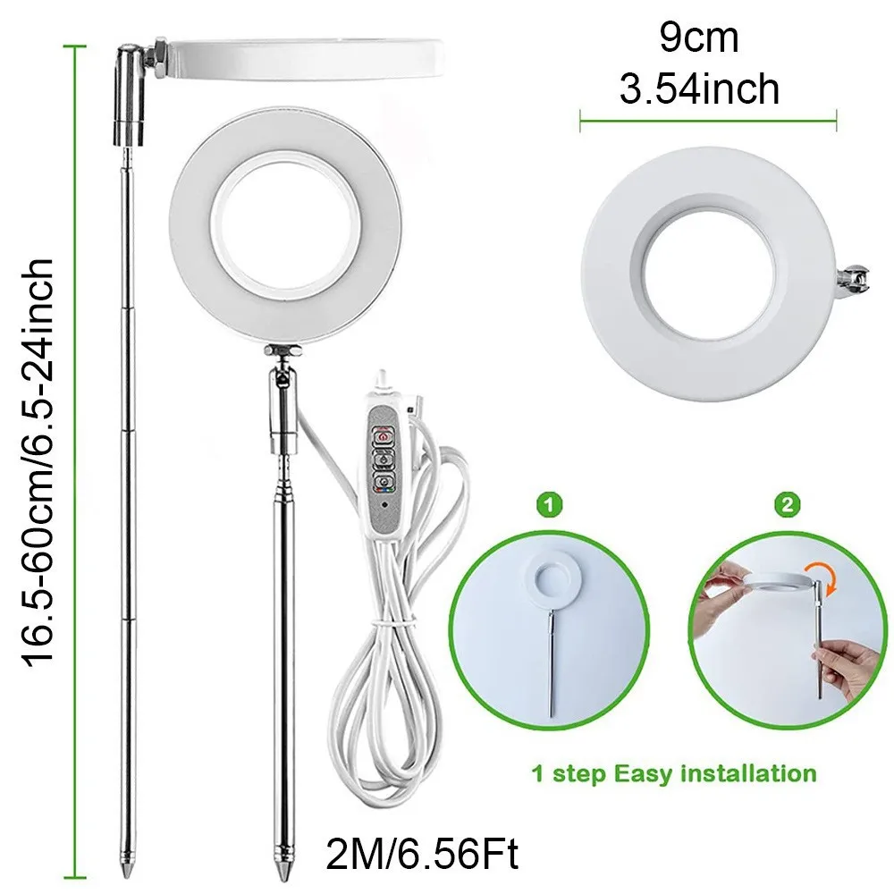product led telescopic plant growth lamp with angel ring red  blue spectrum aluminum body flower timing fill light-16