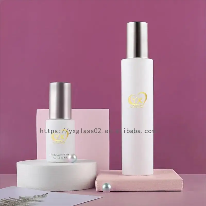 Custom cosmetic bottle glass bottle set Skincare cosmetic packaging glass 30g50g30ml50ml80ml100ml120ml supplier