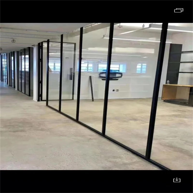product 40mm aluminum frame integrated single glass office partition wall-2
