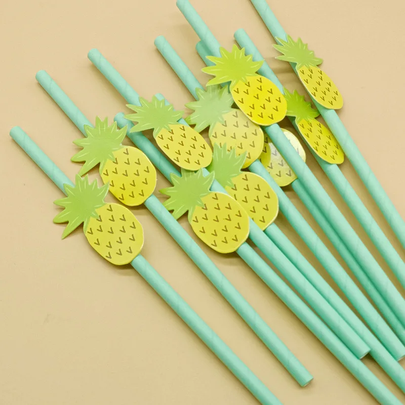 Disposable Environmentally Friendly Paper Fruit Theme Pineapple Straw Creative Juice Milk Tea