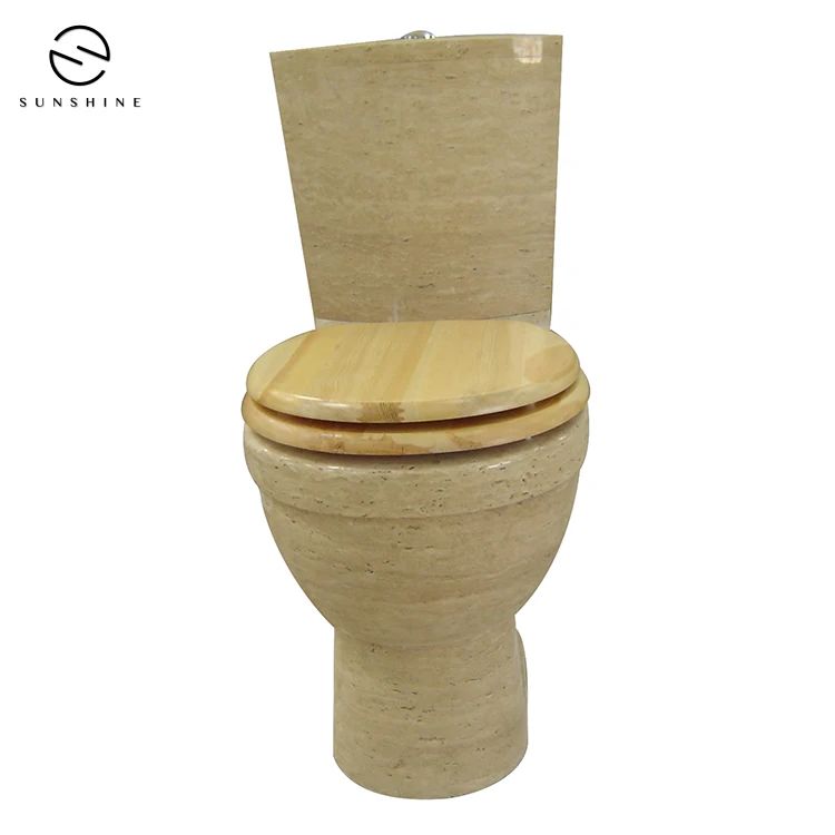 Custom Made Beige Travertine Marble Stone Floor Standing Sanitary WC Toilet