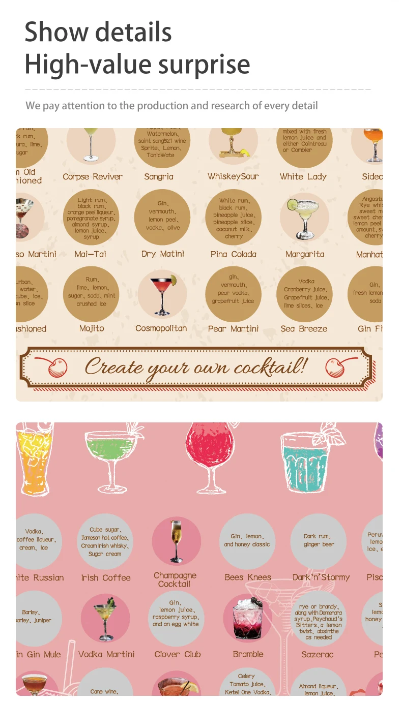 Create Your Own Cocktail Custom Bucket List 50 Cocktails Scratch Off Poster