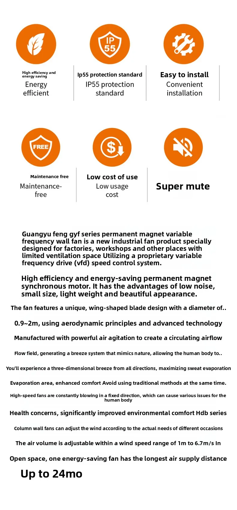Industrial PMSM Motor Fan 220V AC Aluminum Rotatable Wall-Mounted Heavy Duty Outdoor Exhaust Ventilation Cooling System 3-Speed