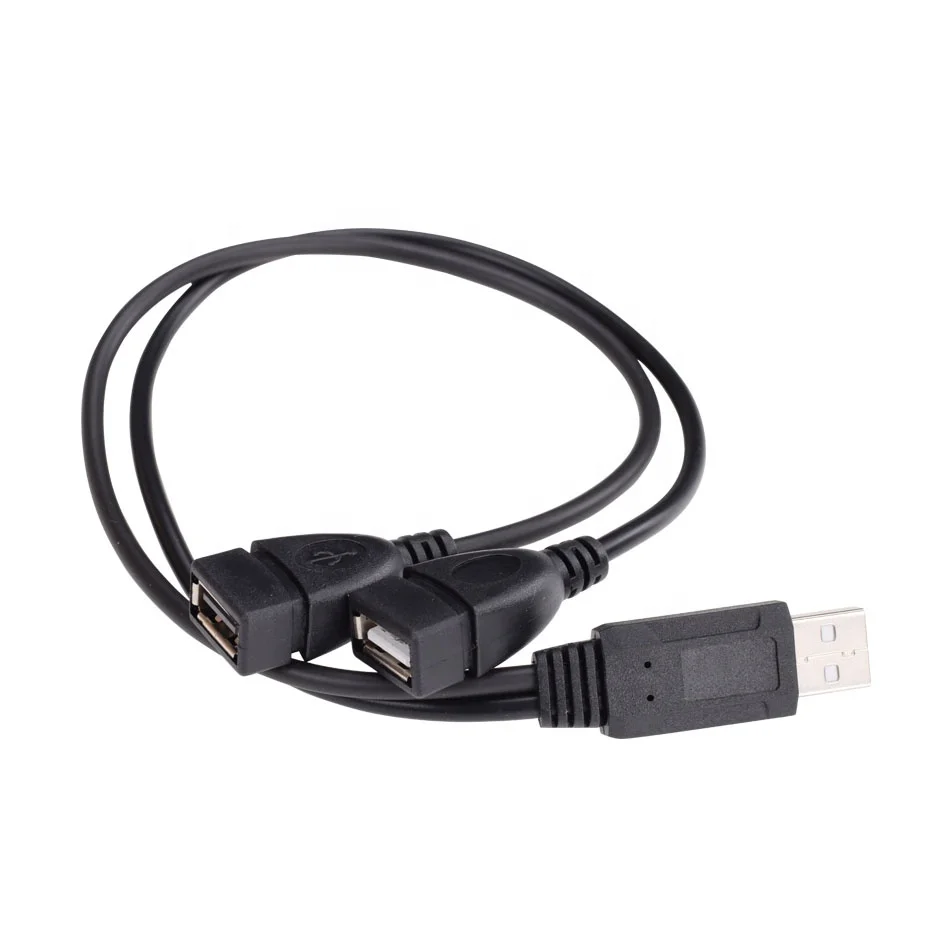 Usb 2.0 A 1male Plug To 2 Female Socket Extension Cable Data Line Power ...