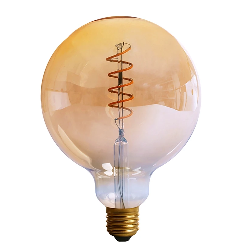 Special Vintage Soft Flexible led Filament Big Globe Bulbs G125 Spiral Filament Dimmable Warm White 2200K - Flexible Led Bulbs