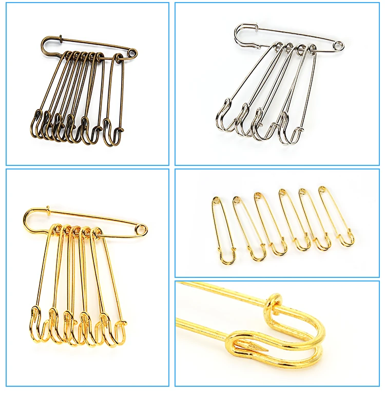Wholesale Standard Metal Stainless Steel Safety Pin Four Colors Can Be