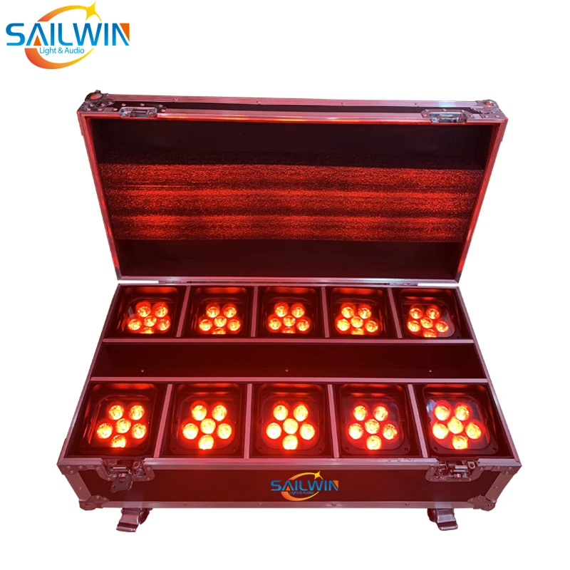 Sailwin Factory Price 6X18W 6in1 RGBAW UV APP Battery Powered WIFI LED Stage Par Light DJ LED UPLIGHT With Charging Flight Case