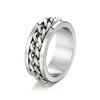 Unisex Chain Spinning Stainless Steel Rings Wedding Band Men Women Silver Jewelry