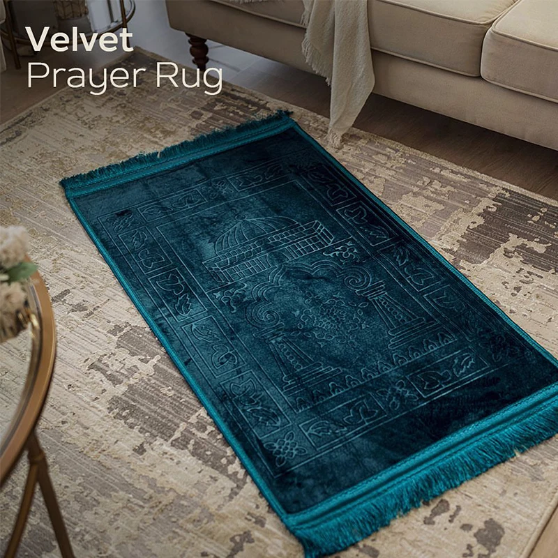 House Carpet Embossed Foldable Wholesale Prayer Mat Soft Raschel Muslim