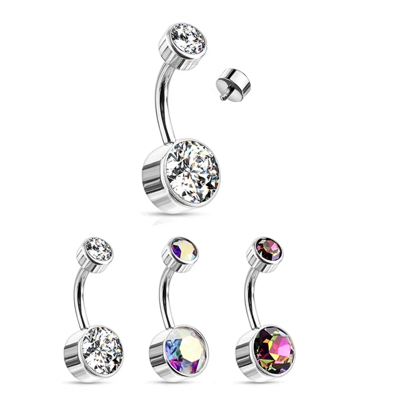 Newness Internally Threaded Top Bezel Set Double Round Cz 100 316l