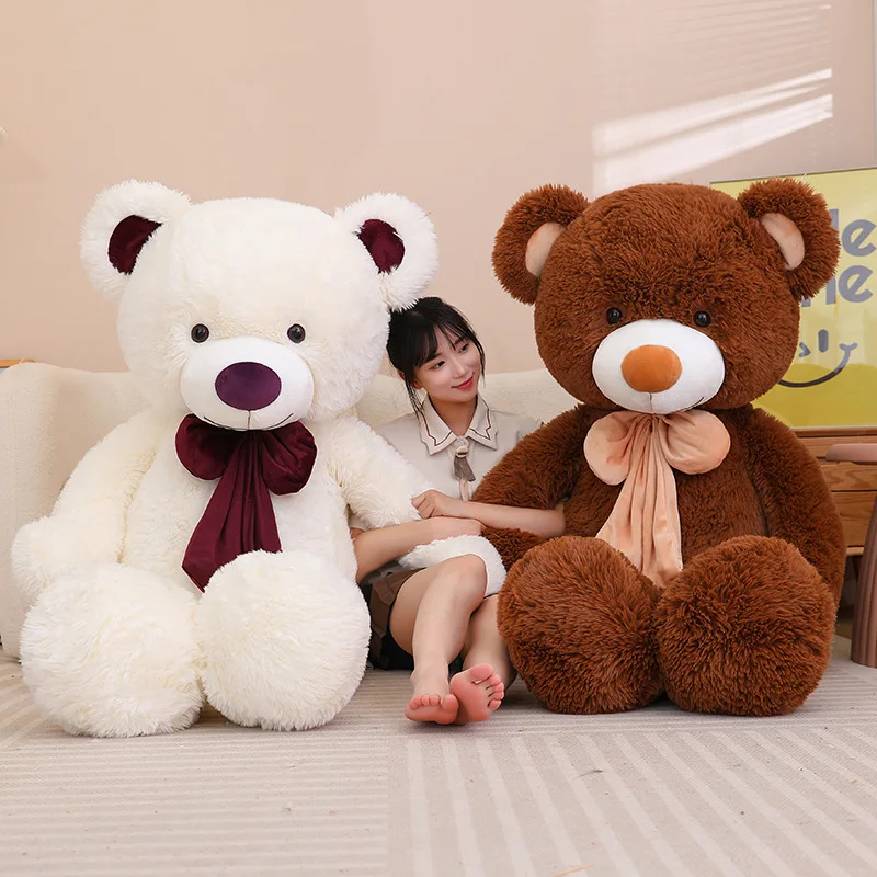 Giant Teddy Bear Plush Toy With Bow Soft Cuddly Gift For Loved Ones_voghion.com