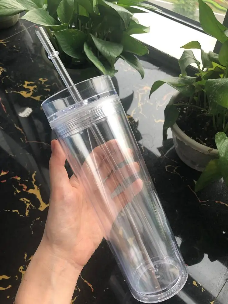 16oz Colorful Skinny Tumbler Plastic Bottle Double Wall Acrylic Tumbler