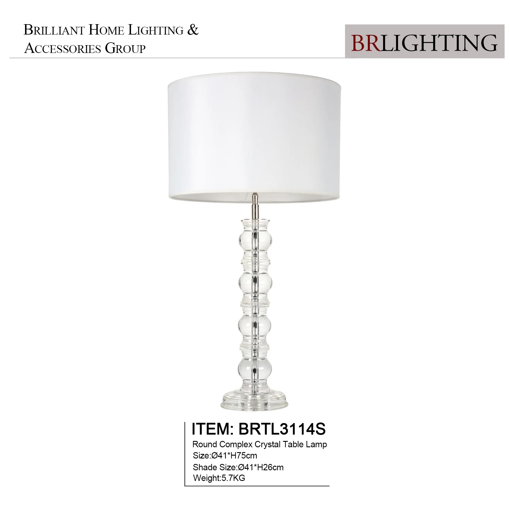 Unique Clear Column Glass Lamps Crystal Table Lamps for Living Room Lamp with White Line Fabric