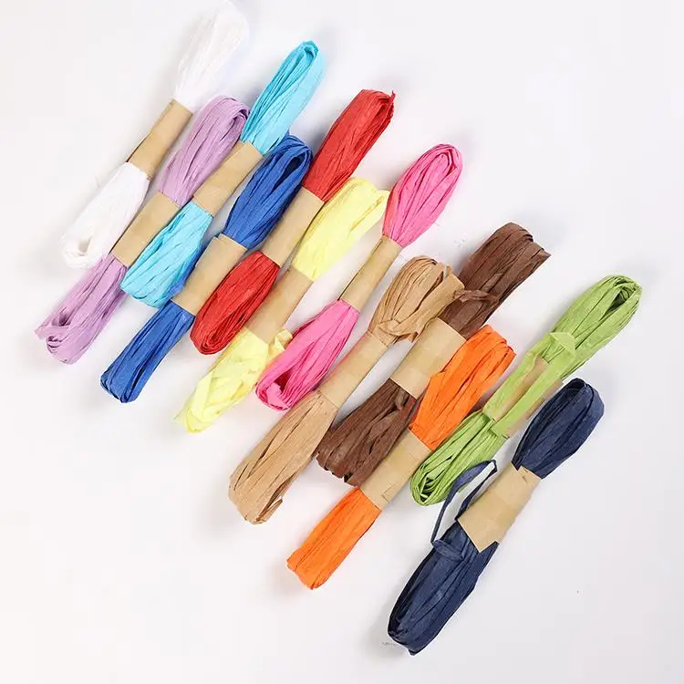 12 Color Twisted Raffia Paper String Stripes For Gift Packing And