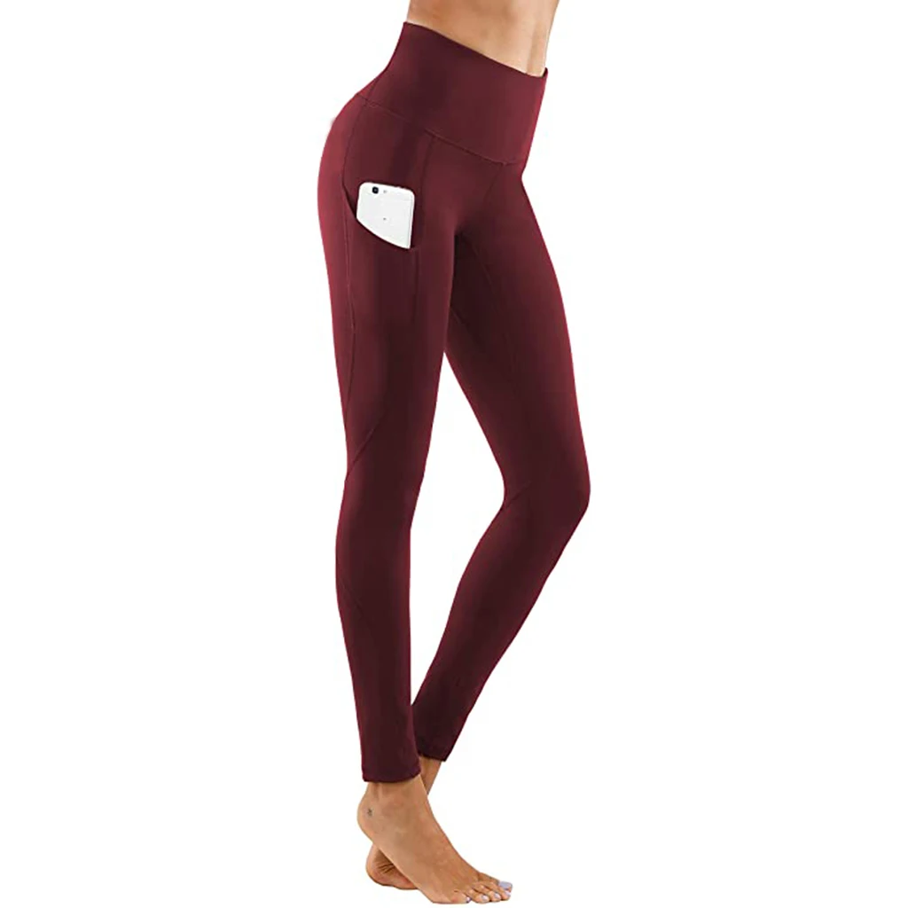 High Waist Yoga Pants with Pockets Seamless Tummy Control Leggings Workout 4 Way Stretch Yoga Leggings