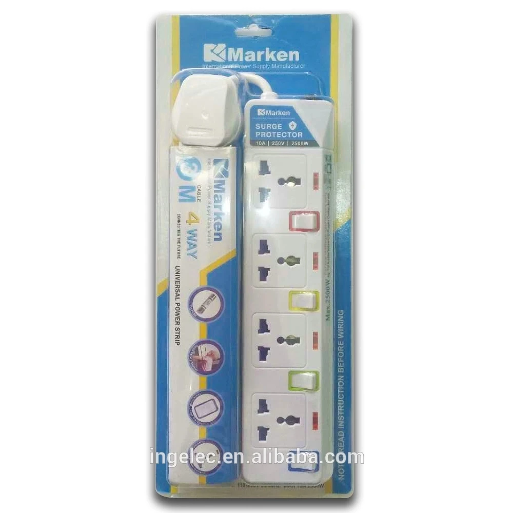 Yiwu 13a Power Socket 3m 4 Gang Lead Cords Universal Multi Plug