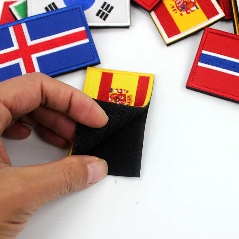 Oem Service Accepted Custom Embroidered Patches Flag Different