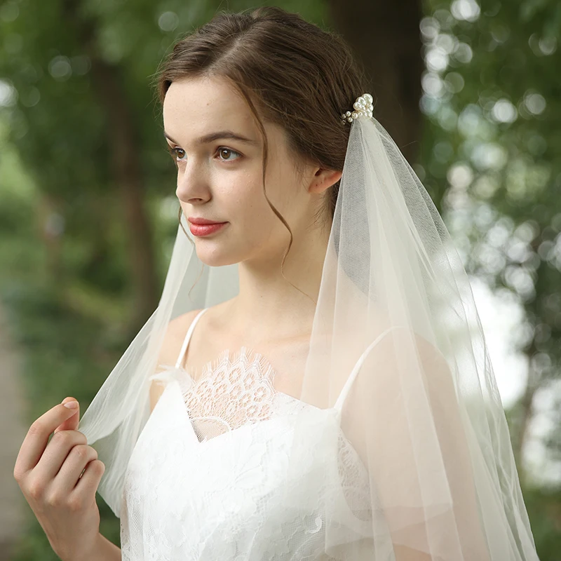 Elegant Champagne Colored Wedding Veils Bridal Accessories Soft Tulle