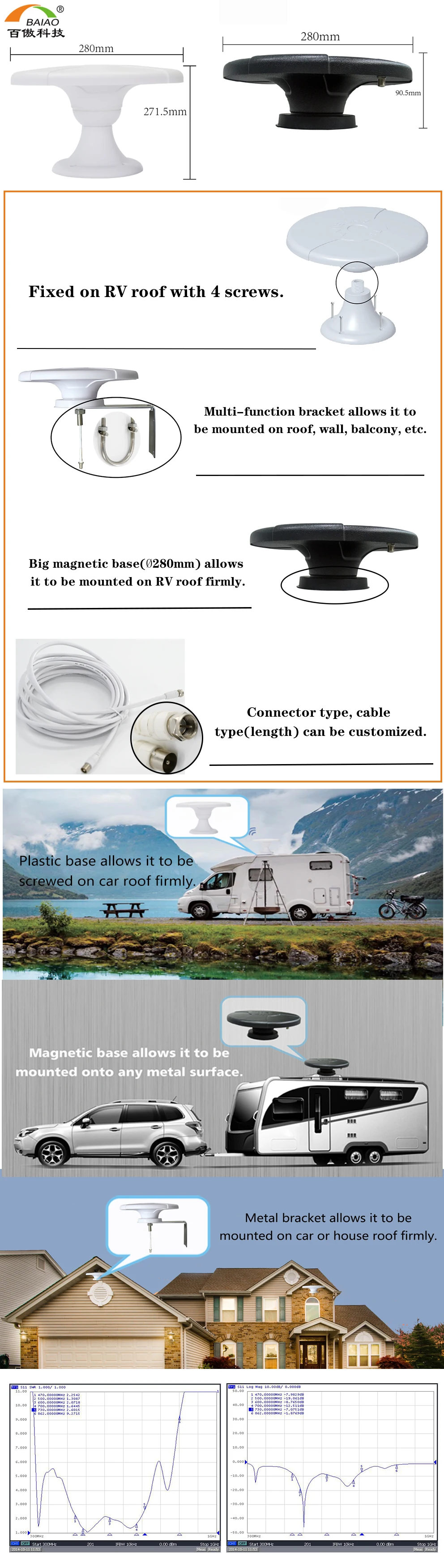 Ufo Digital Car Tv Antenna Waterproof Antiuv Rv Use Car Tv Antennas