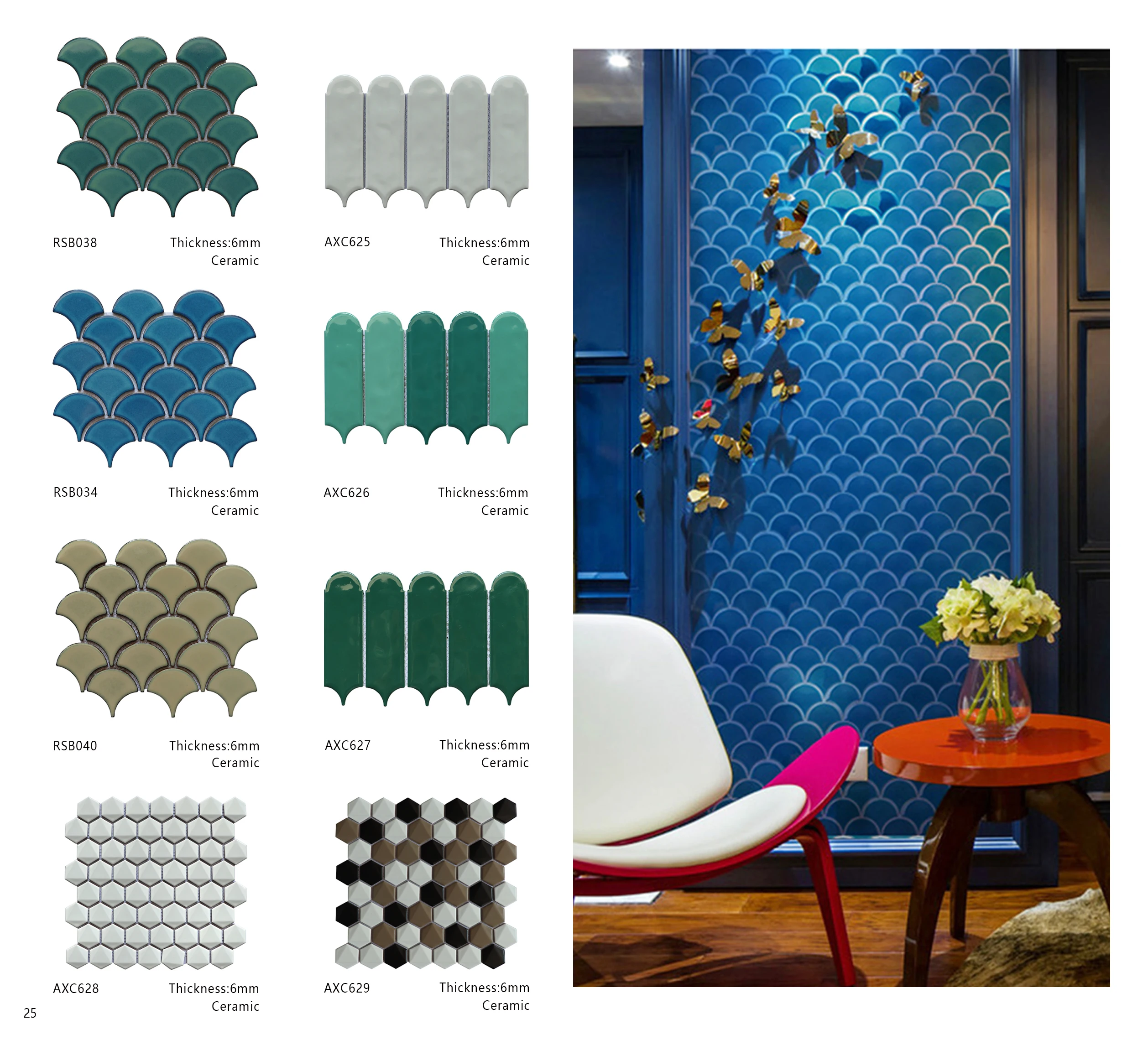 New Arrival Modern Decorative Turquoise Brick Glazed Ceramic Mosaic Wall Tile