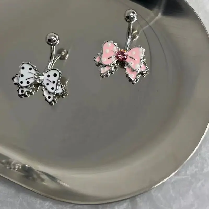 Butterfly Navel Nail Rod Thick Titanium Steel Allergic Bow Niche Spice