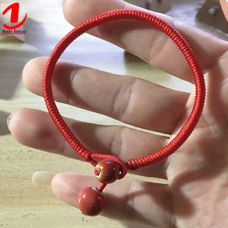 2X Handmade Lucky Red String Bracelet Beaded Braided Rope Cord Gift  M&C 