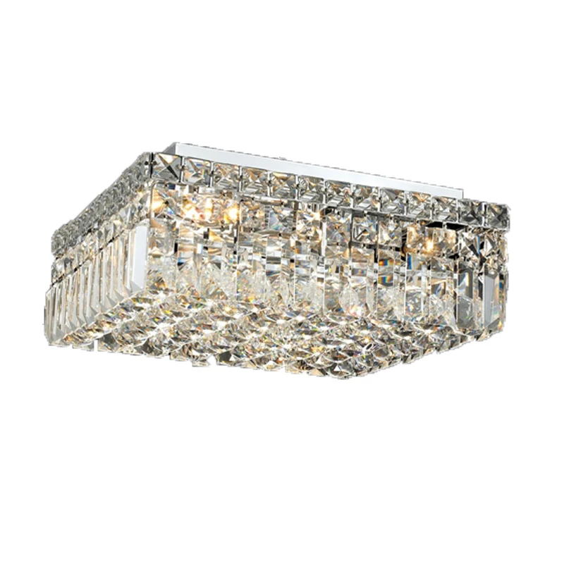 Large Modern Hotel K9 crystal Square base ceiling chandelier for high ceiling