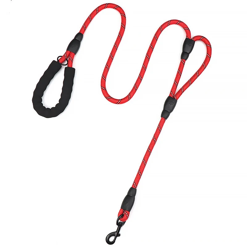 Dual Handle Dog Training Walking Leash Reflective Nylon Braided ...