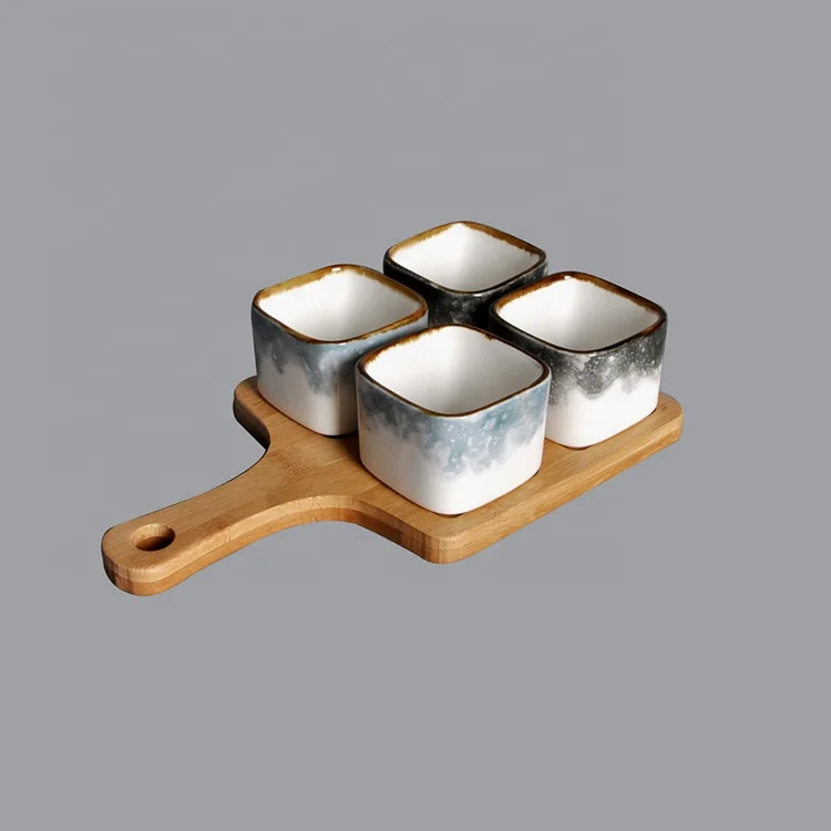 saucer with wood tray