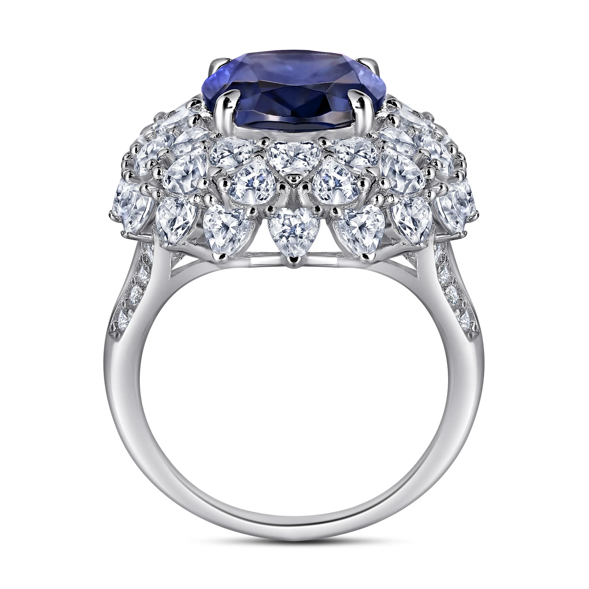 Micro Inlay 6-Karat Cultivation Sapphire S925 Sterling Silver Lab Diamond Ring Fine for Women