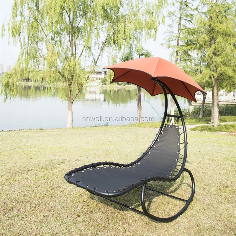 Hanging Curved Chaise Lounge Chair Swing For Backyard Indoor Outdoor