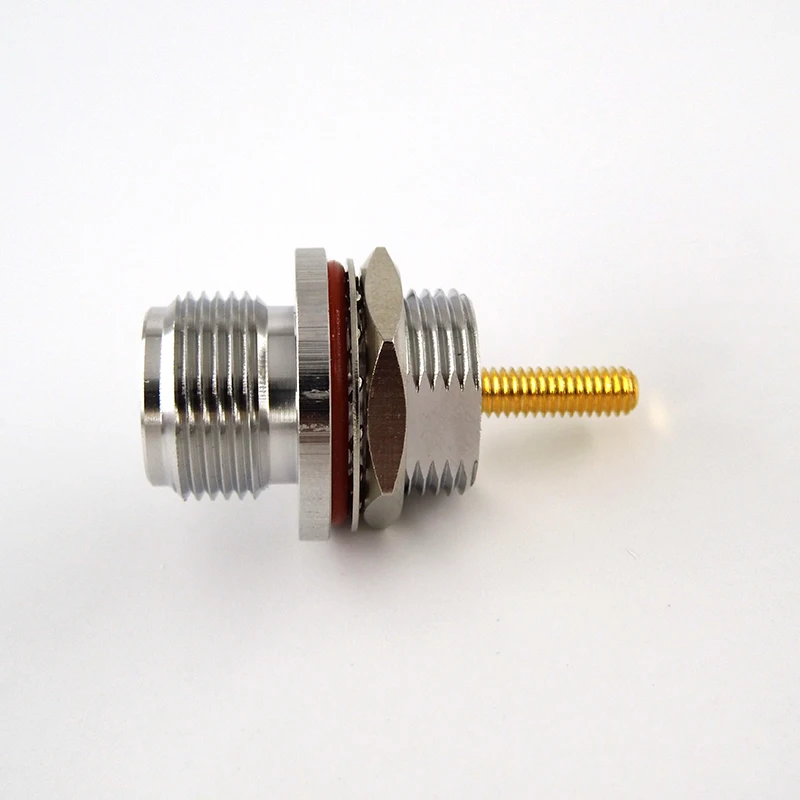 N Female Jack Crimp Back Bulkhead RF Coaxial Connector with Extended 12.5mm M4 Thread Pin