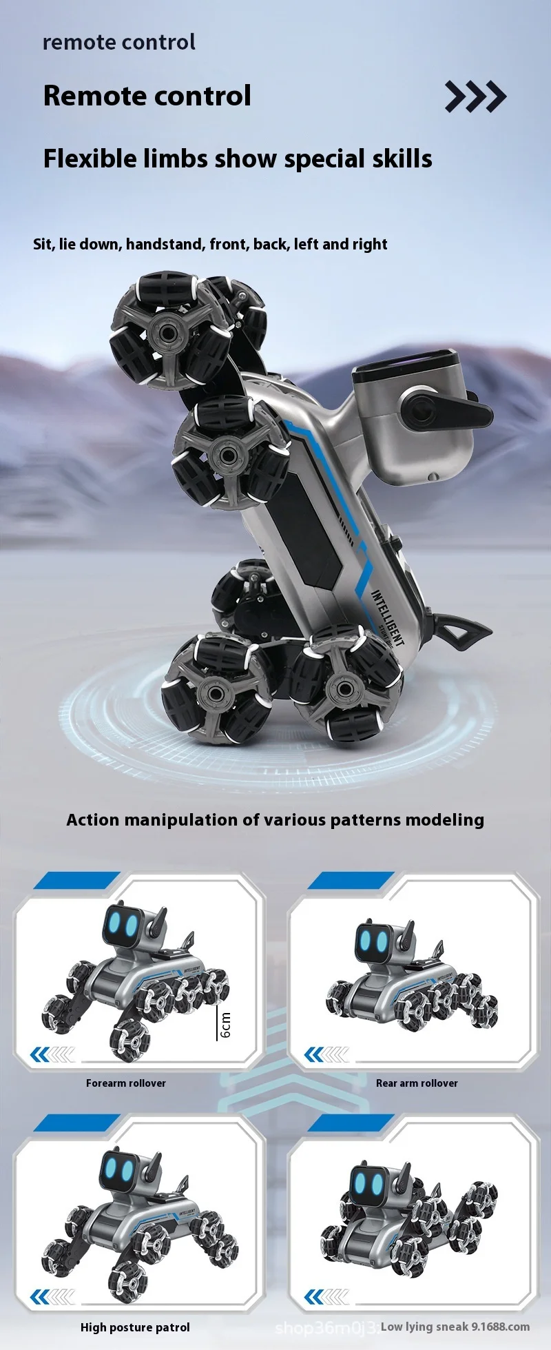 Eight-Wheel Stunt Mechanical Dog Electric Watch-Sensing Intelligent Robot Toy New Children's Toy Remote Control Gift Set