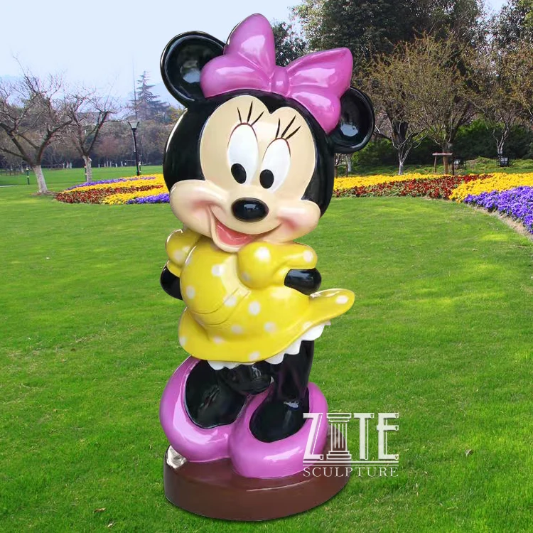Colorful Life Size Fiberglass Resin Cartoon Mickey Mouse Statue For