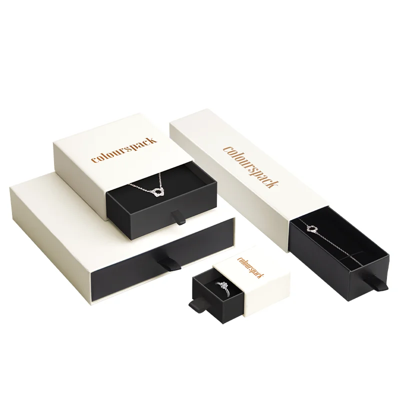 
custom small jewellery necklace ring drawer paper cardboard jewelry packaging box with logo 