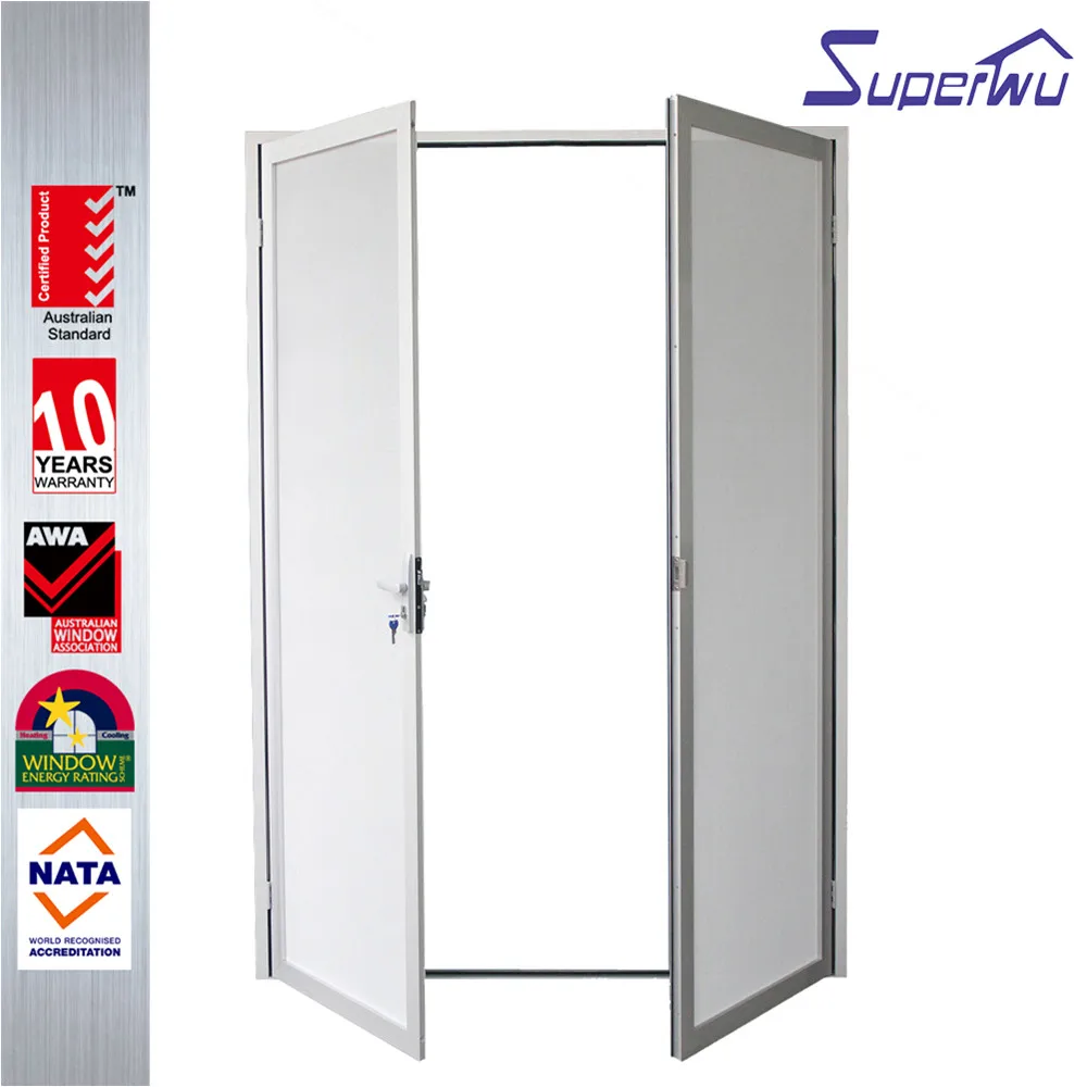Double hinged door stainless steel white color French doors for safety with cheap price