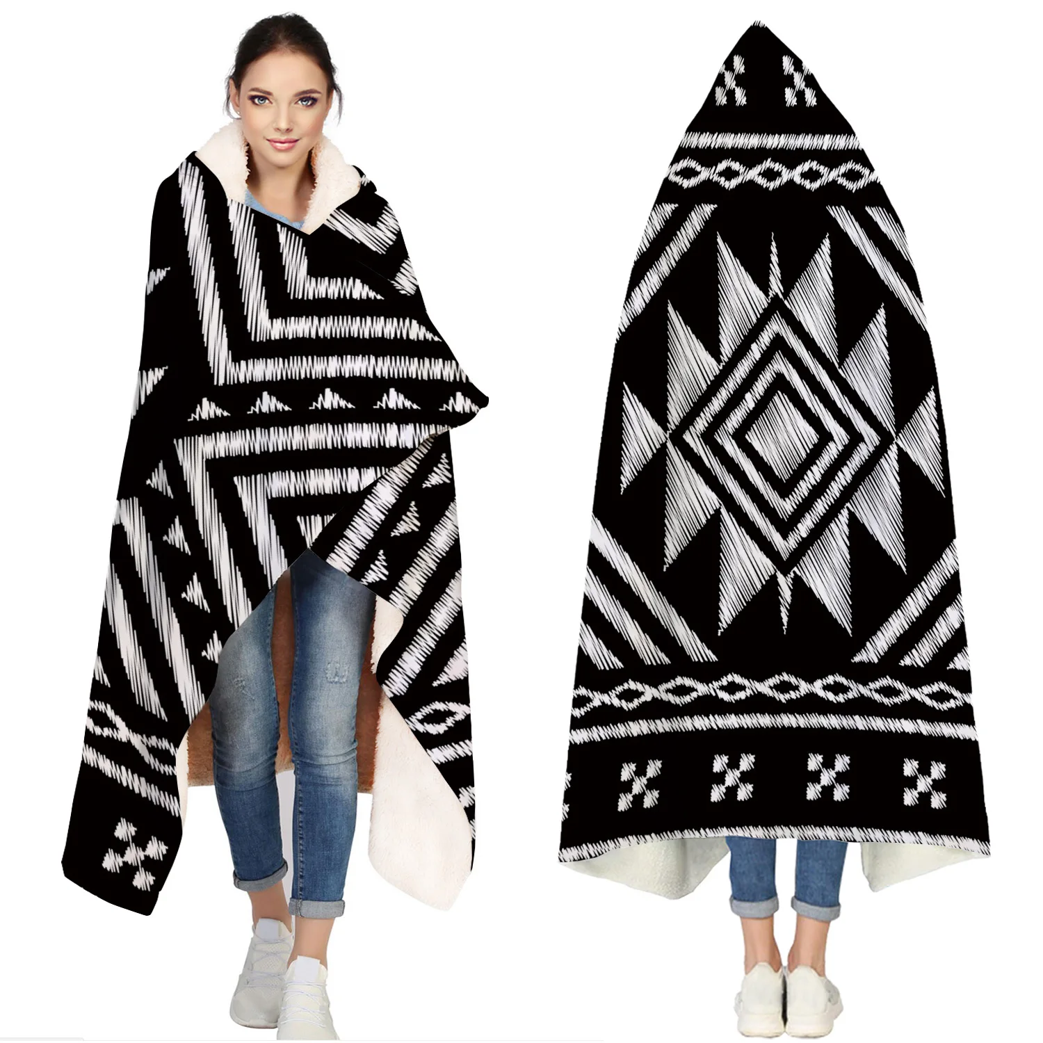 Traditional Geometric Ethnic Pattern Sarape Cobija Thick San Marcos Blankets