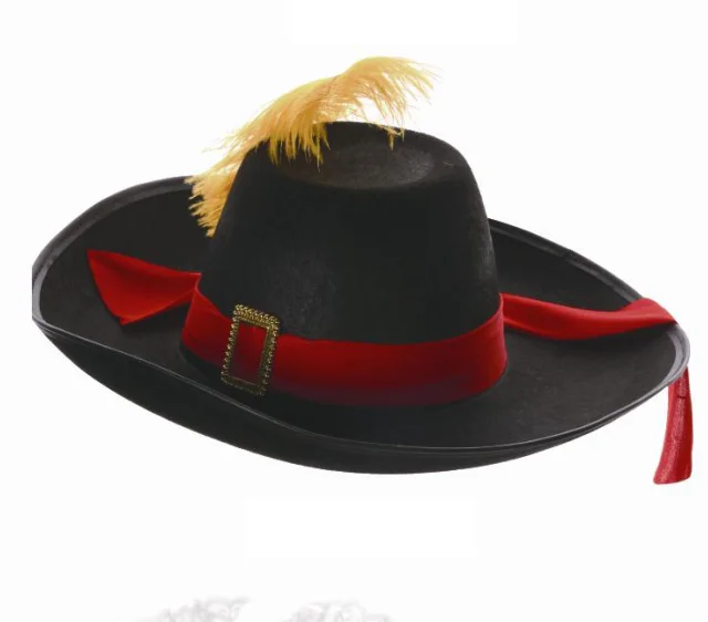 Hot Sale High Quality Red Musketeer Felt Party Hat With Feather For ...