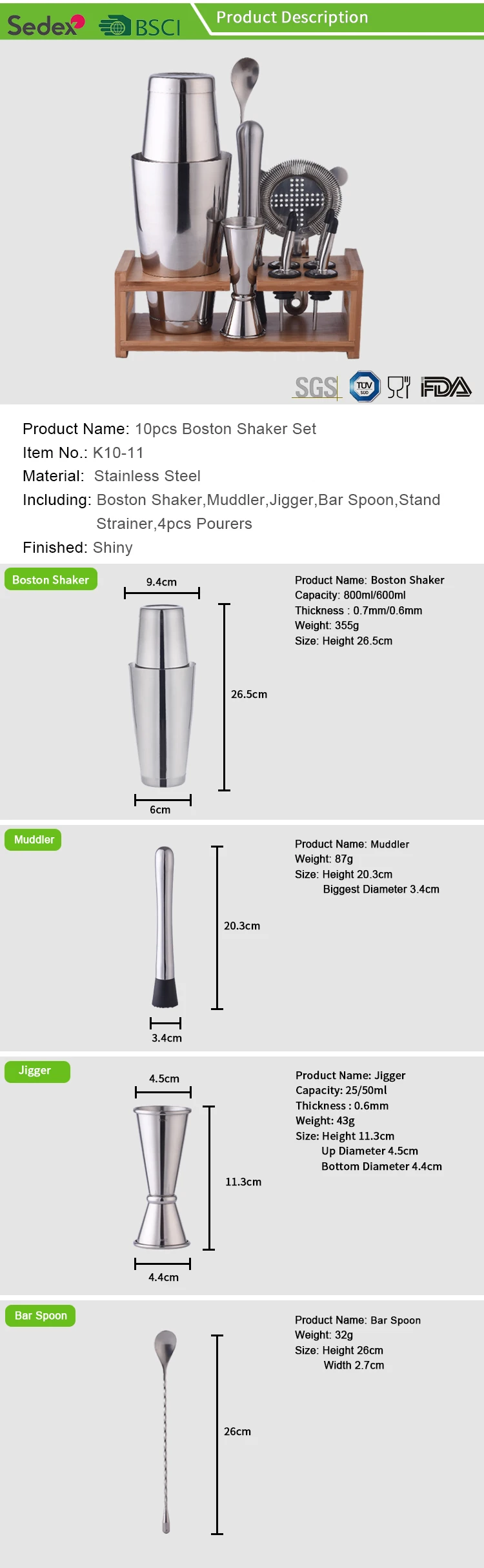 Creation Factory Wholesale Stainless Steel Boston Cocktail Shaker Cup